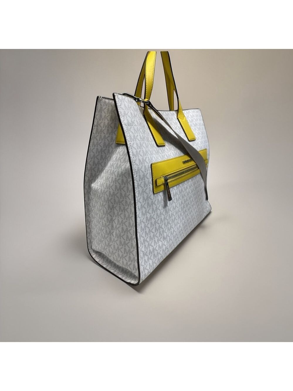 Michael Kors Kenly Large Signature Tote Bag White Yellow Citrus - Picture 5 of 12